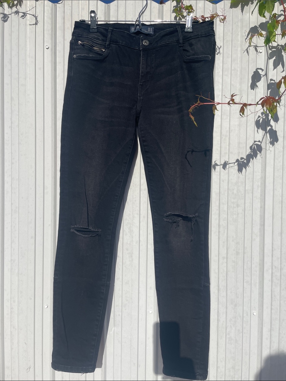 Zara Black Women's Skinny Ripped Jeans